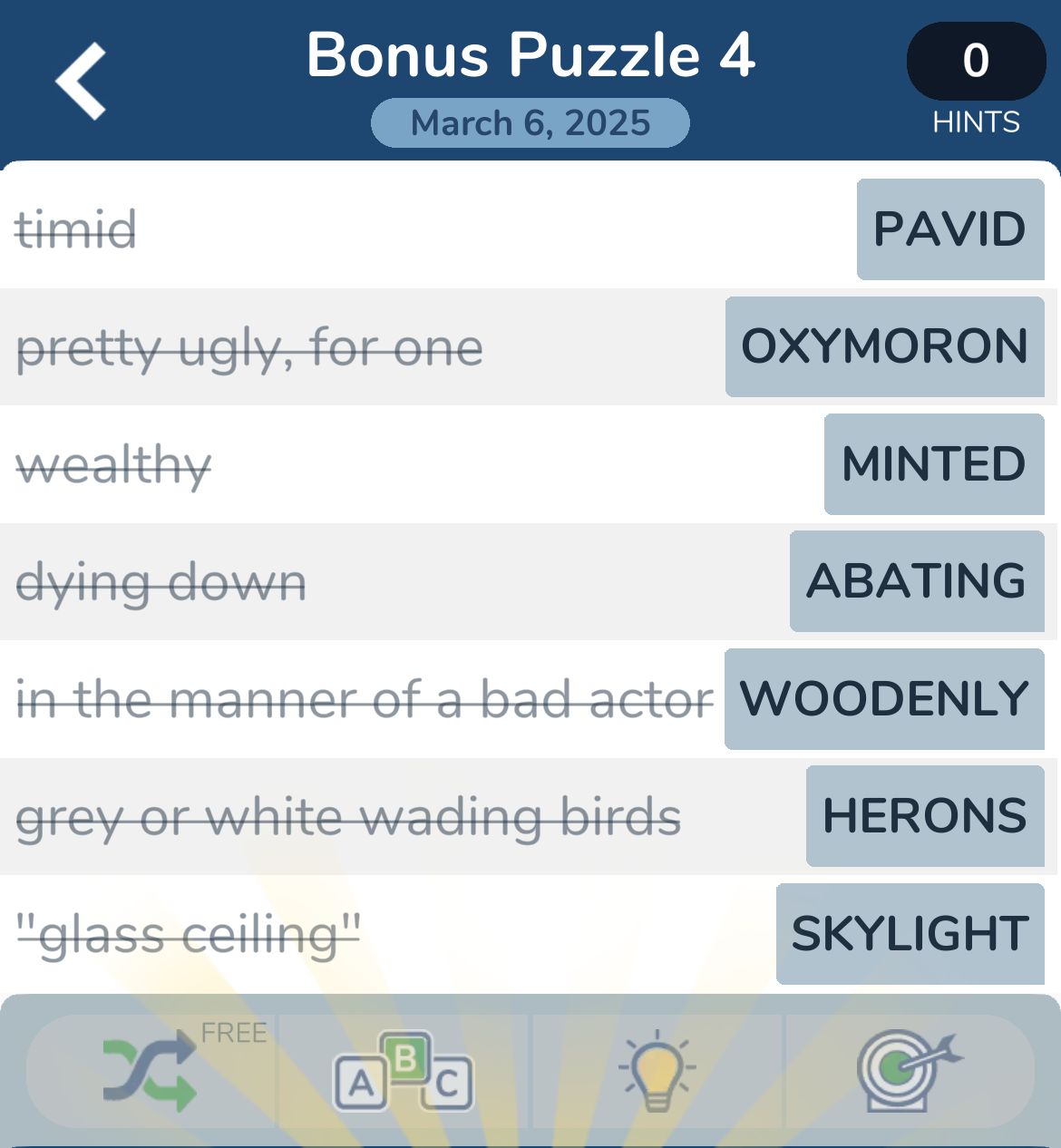 Crossword puzzle clues and answers list