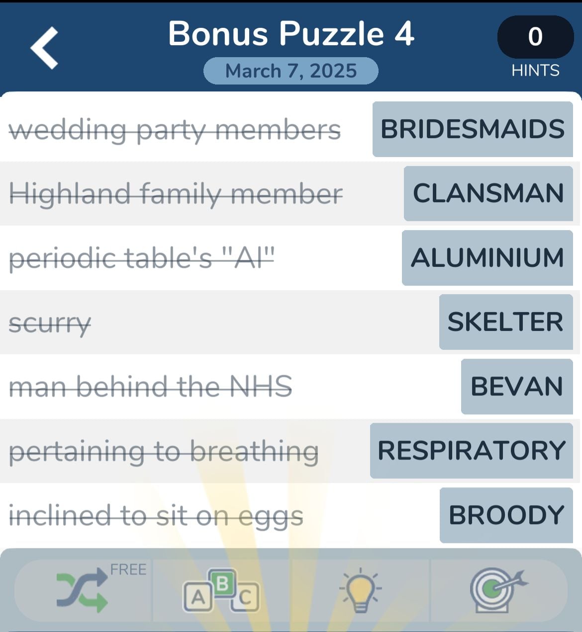 Crossword puzzle answers and clues image