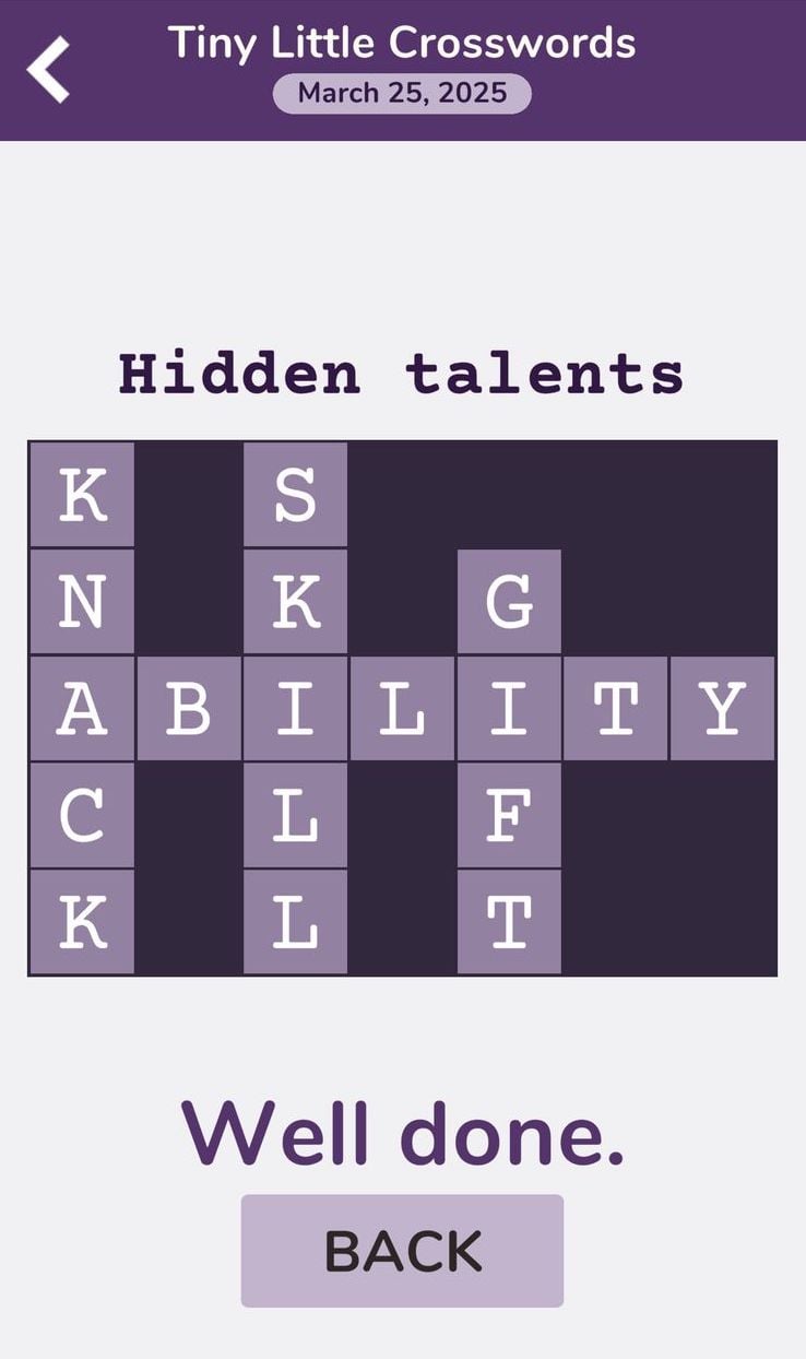7 Little Words Tiny Little Crosswords March 25 2025