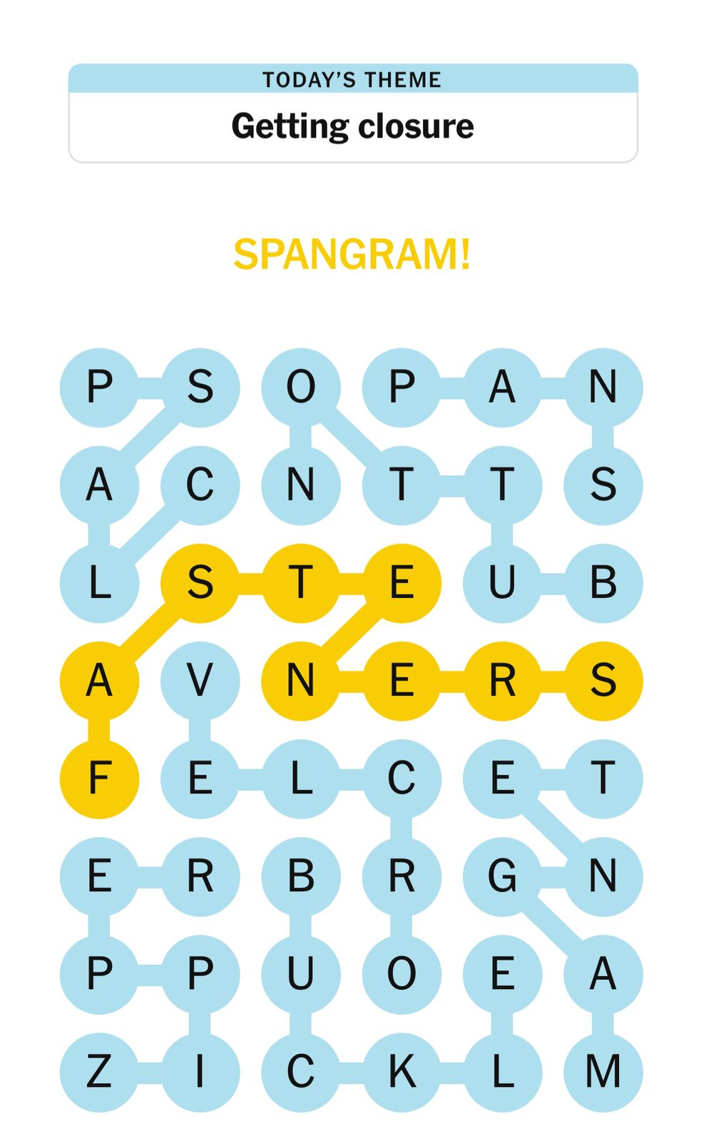 Word search puzzle with theme 'Getting closure'.