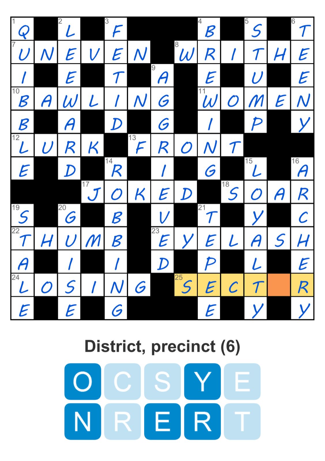 Puzzle Page Challenger March 7 2025 Completed crossword with word scramble puzzle.