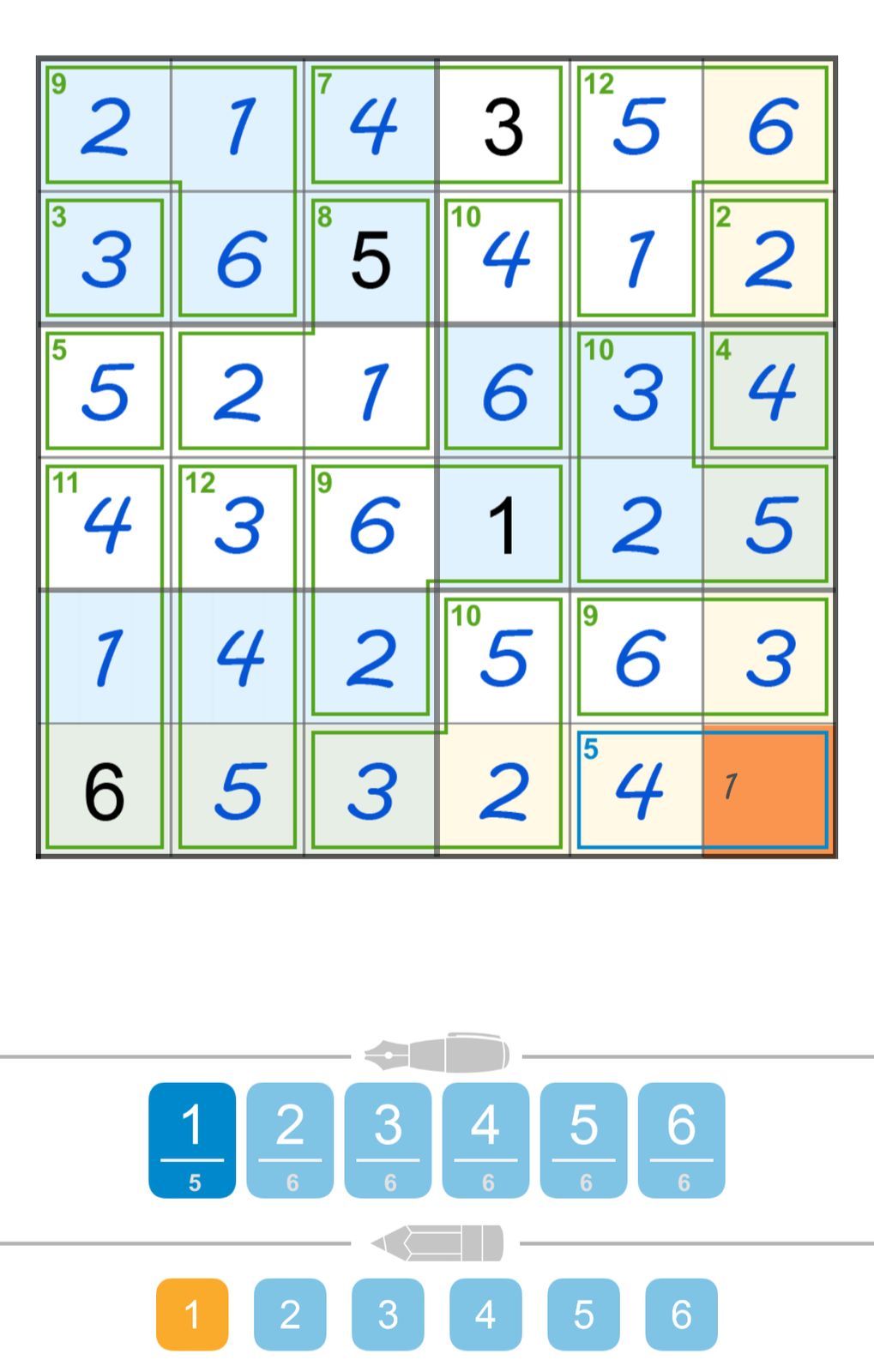 Colorful number puzzle grid with interactive interface.