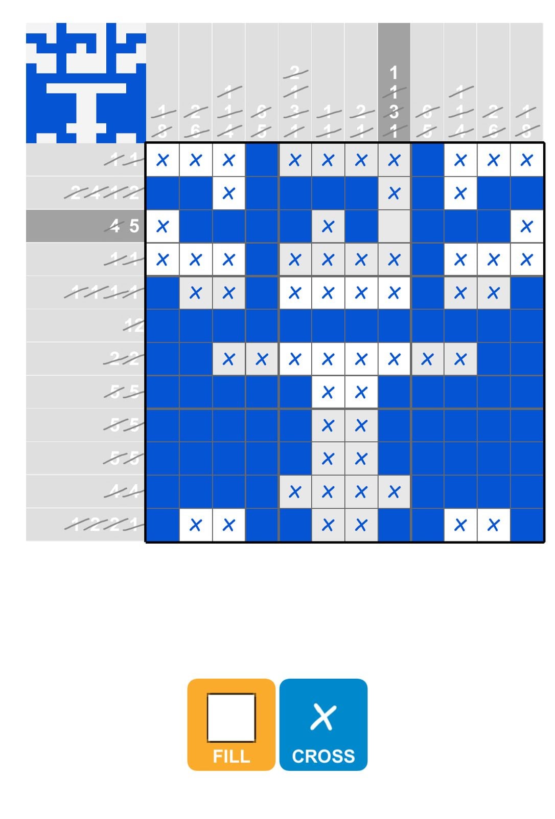 Puzzle Page Picture Cross March 7 2025 Nonogram puzzle showing a blue and white design.