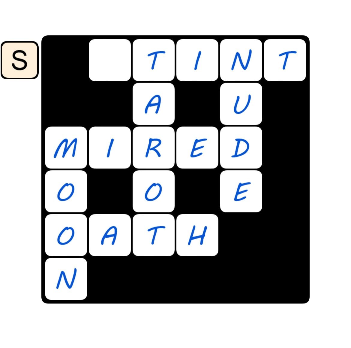 Word puzzle with letters forming words in grid.