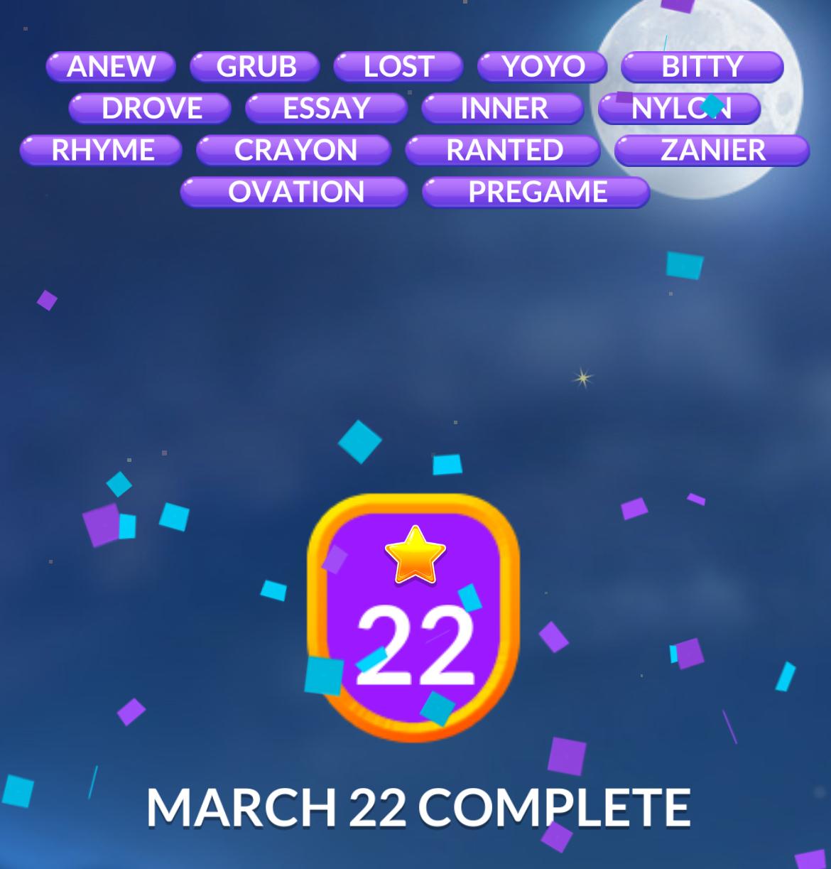 Word Stacks Daily Puzzle March 22 2025
