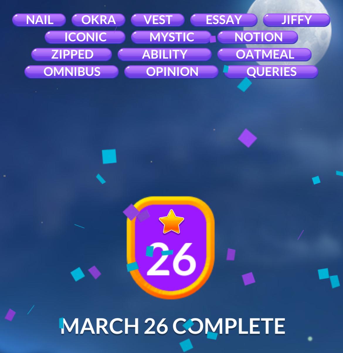 Word Stacks Daily Puzzle March 26 2025