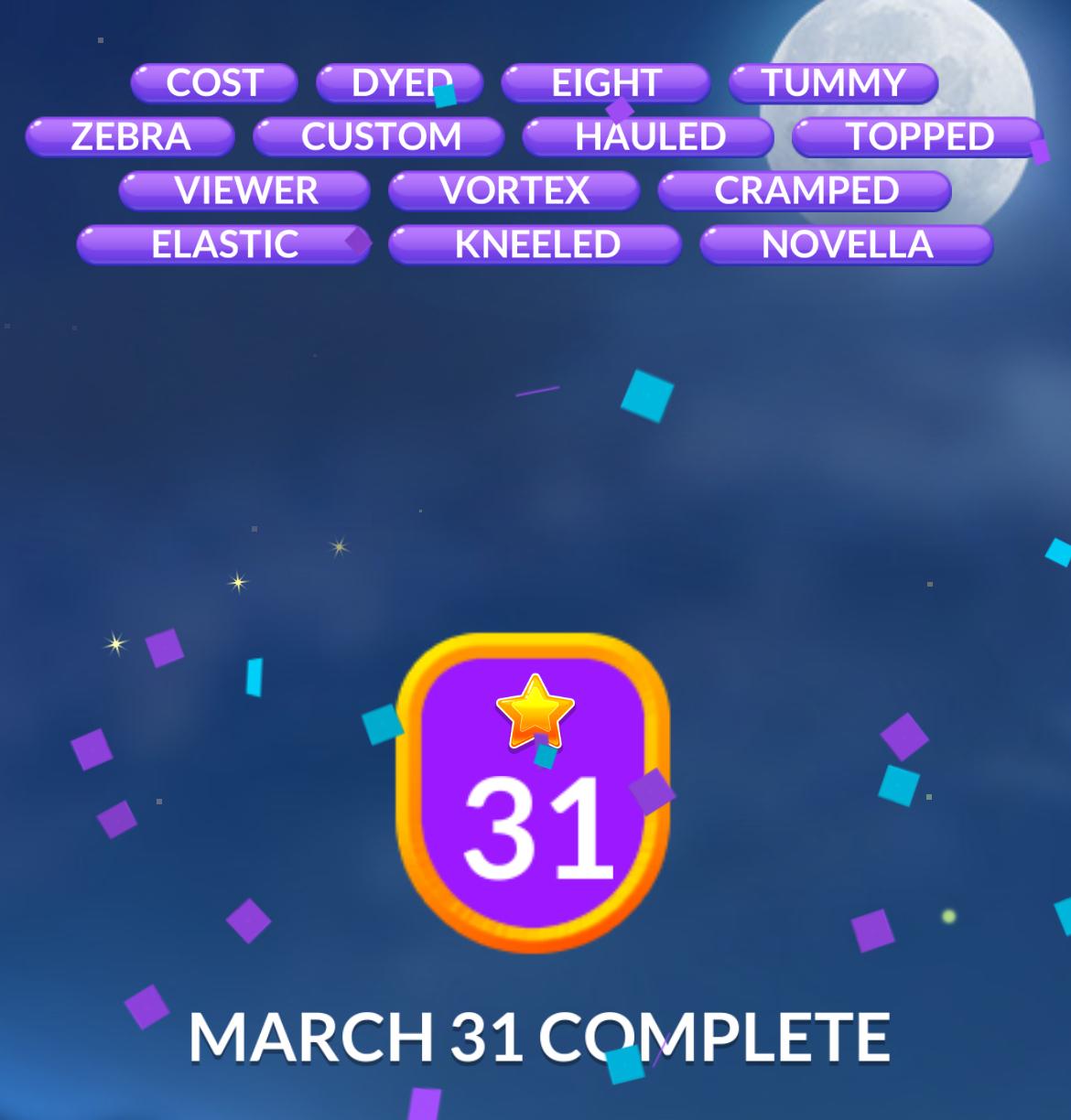 Word Stacks Daily Puzzle March 31 2025