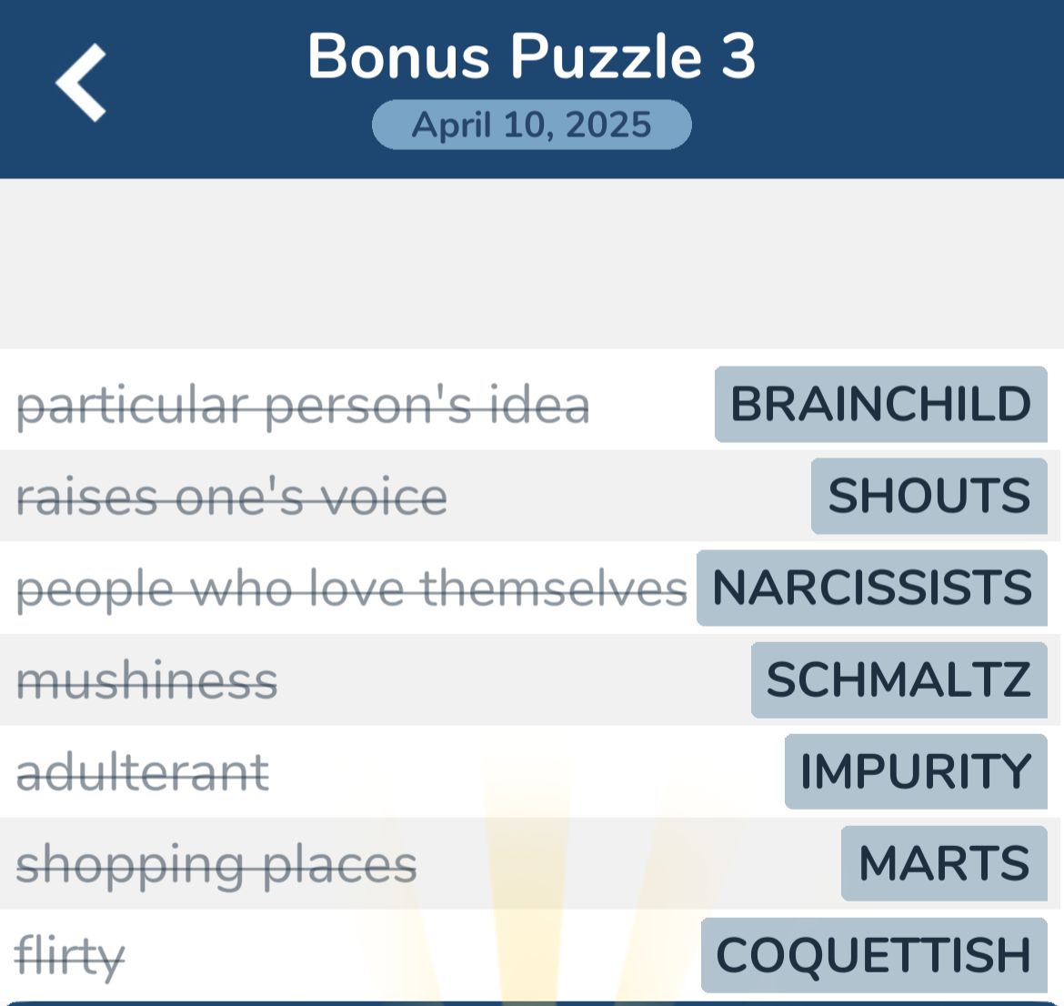 7 Little Words April 10 2025 Bonus 3