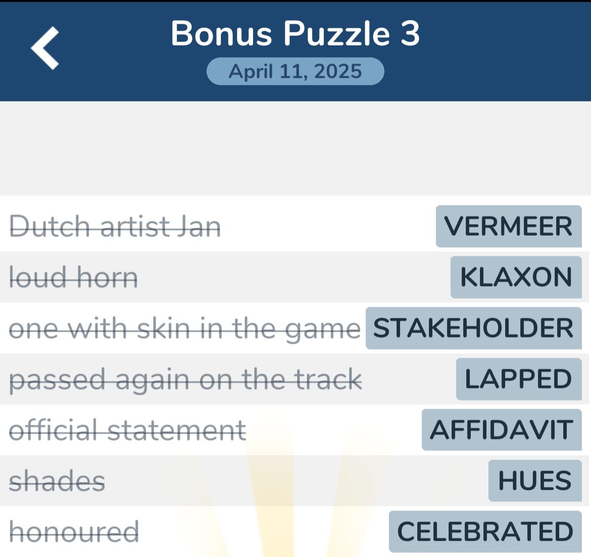 7 Little Words April 11 2025 Bonus 3