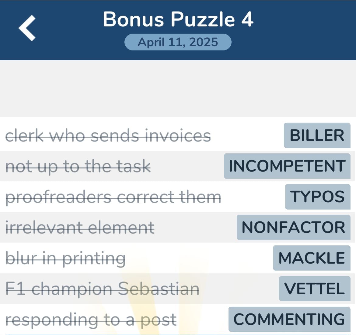 7 Little Words April 11 2025 Bonus 4