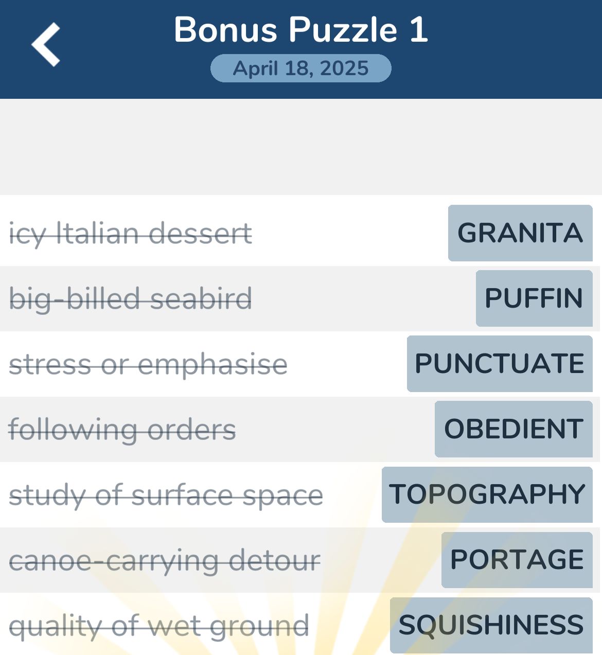 7 Little Words April 18 2025 Bonus 1