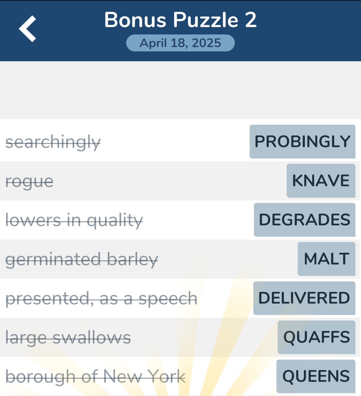 7 Little Words April 18 2025 Bonus 2
