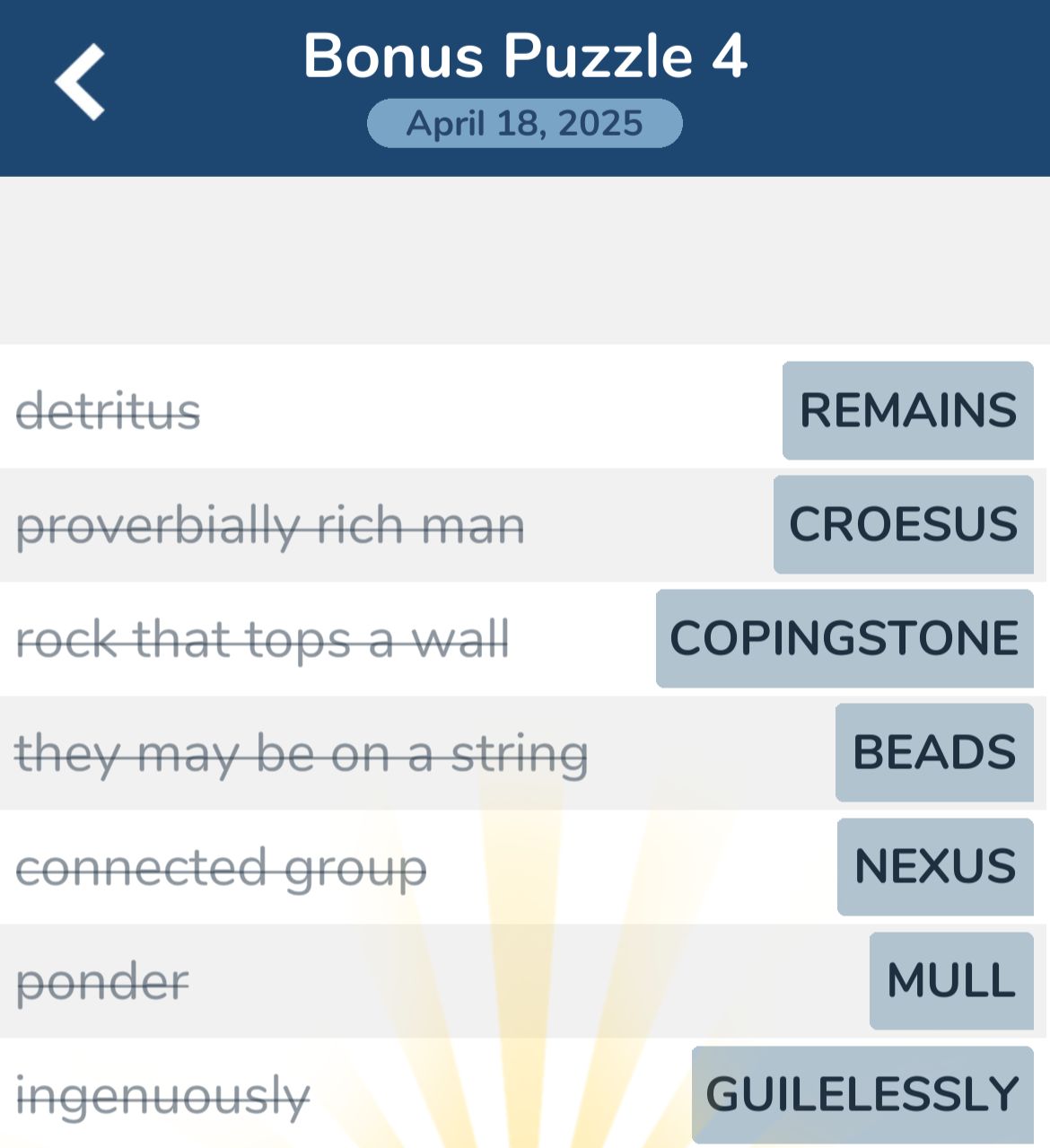 7 Little Words April 18 2025 Bonus 4