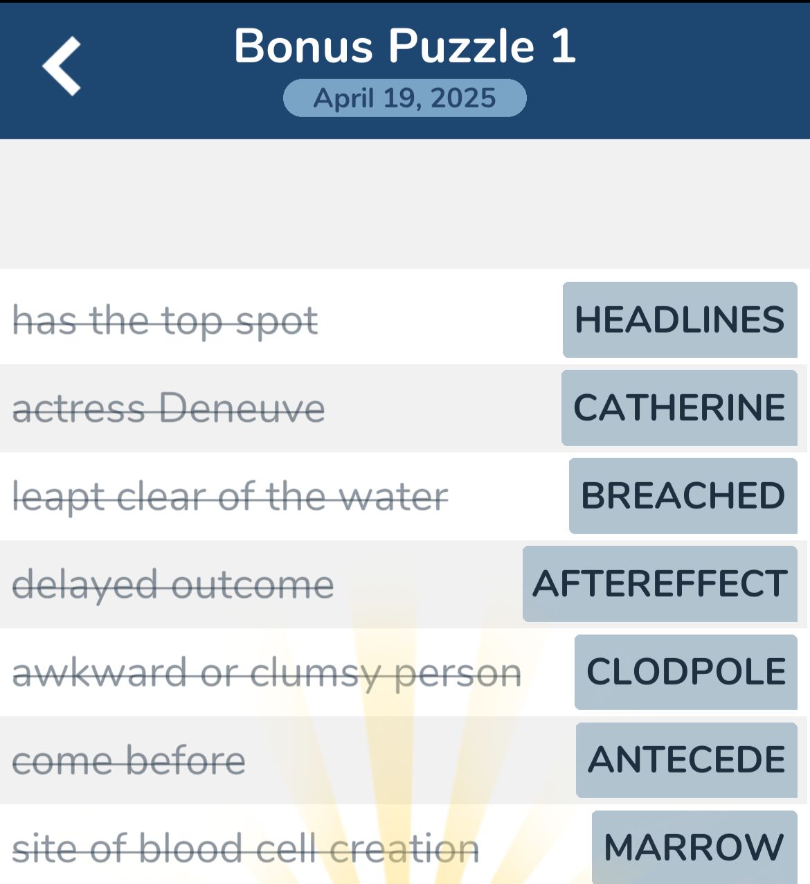 7 Little Words April 19 2025 Bonus 1 7 Little Words April 19 2025 Bonus 1