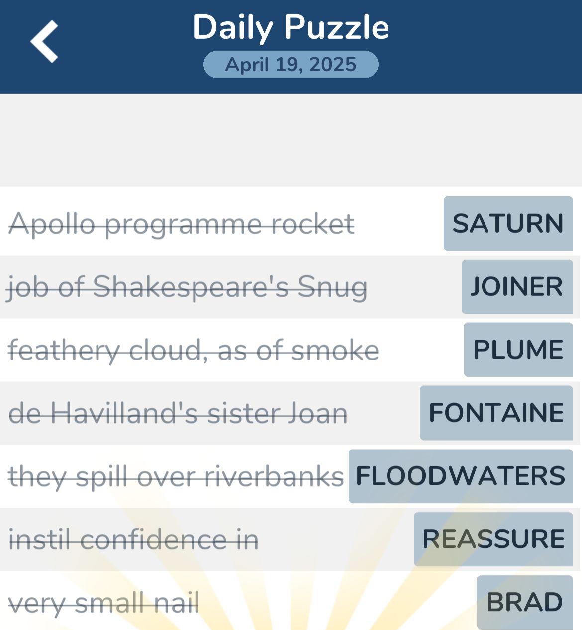 7 Little Words April 19 2025 7 Little Words April 19 2025