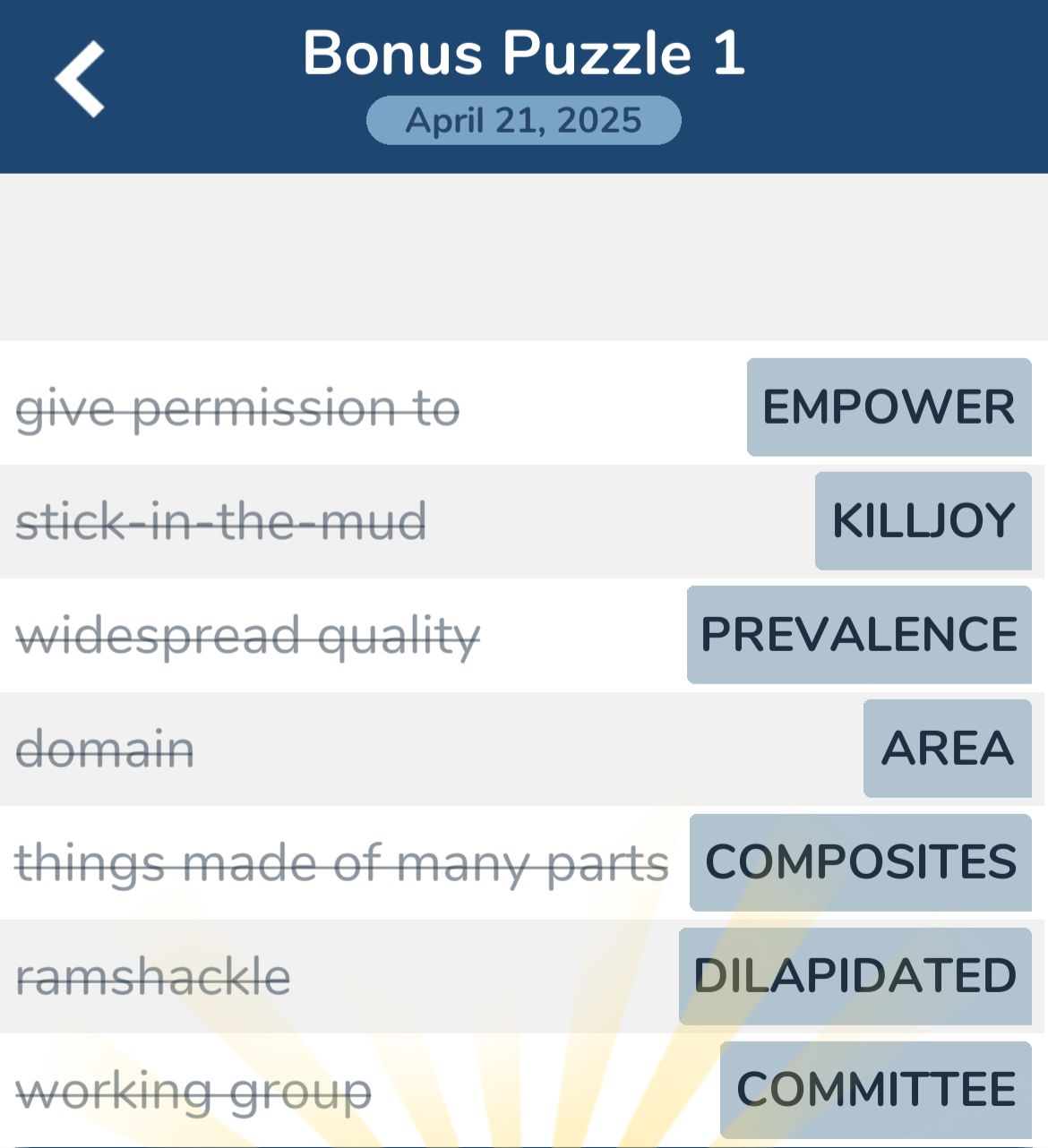 7 Little Words April 21 2025 Bonus 1