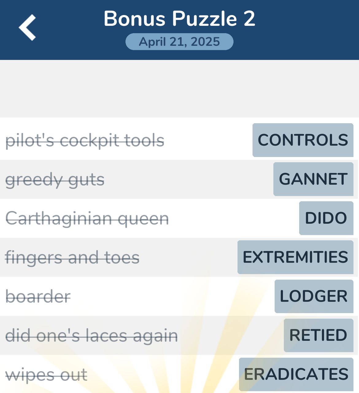 7 Little Words April 21 2025 Bonus 2