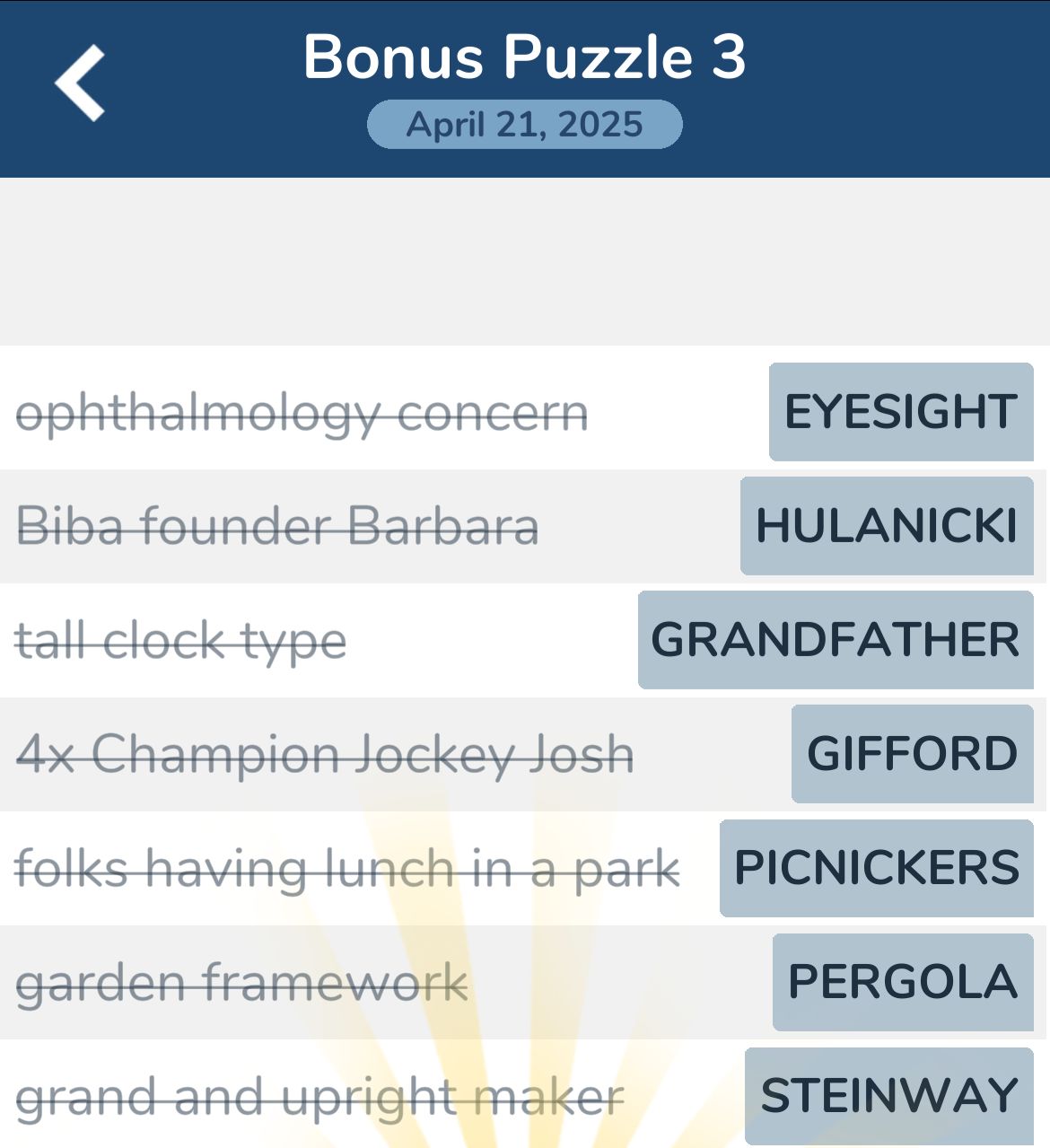 7 Little Words April 21 2025 Bonus 3