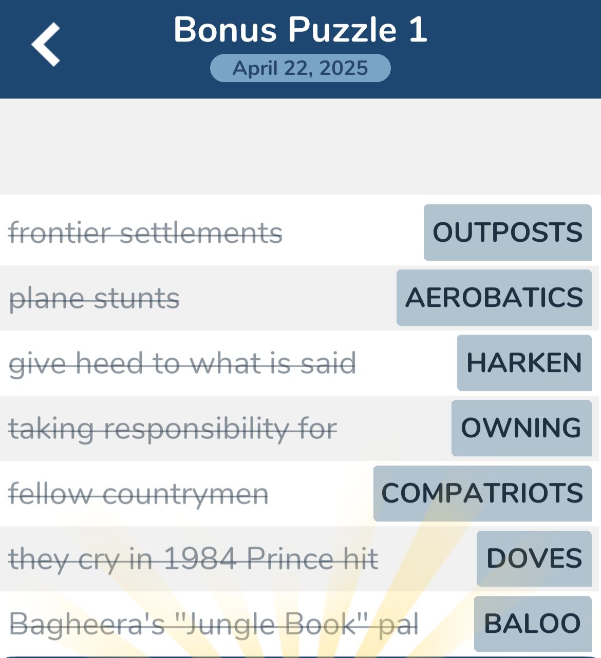 7 Little Words April 22 2025 Bonus 1