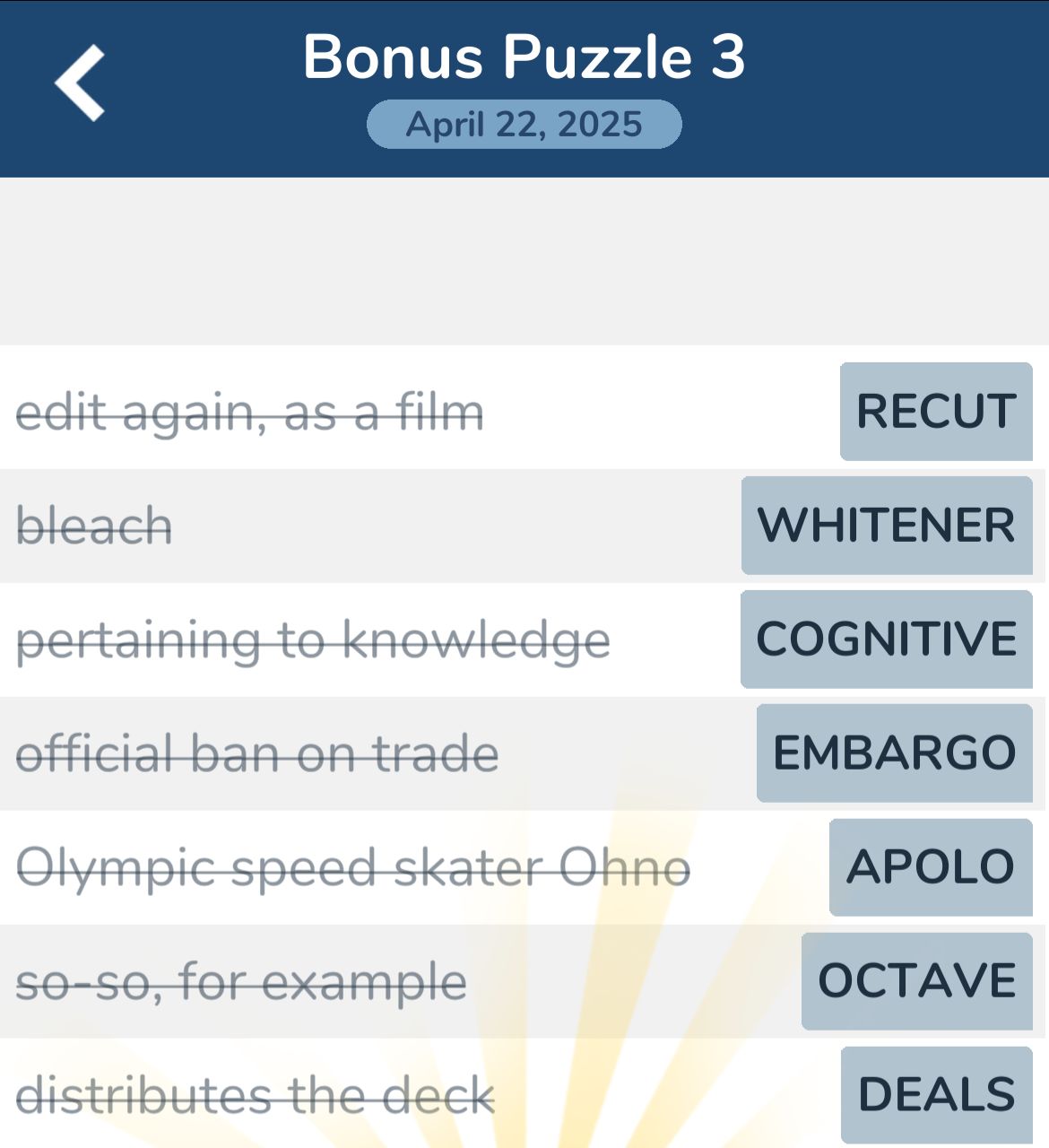 7 Little Words April 22 2025 Bonus 3