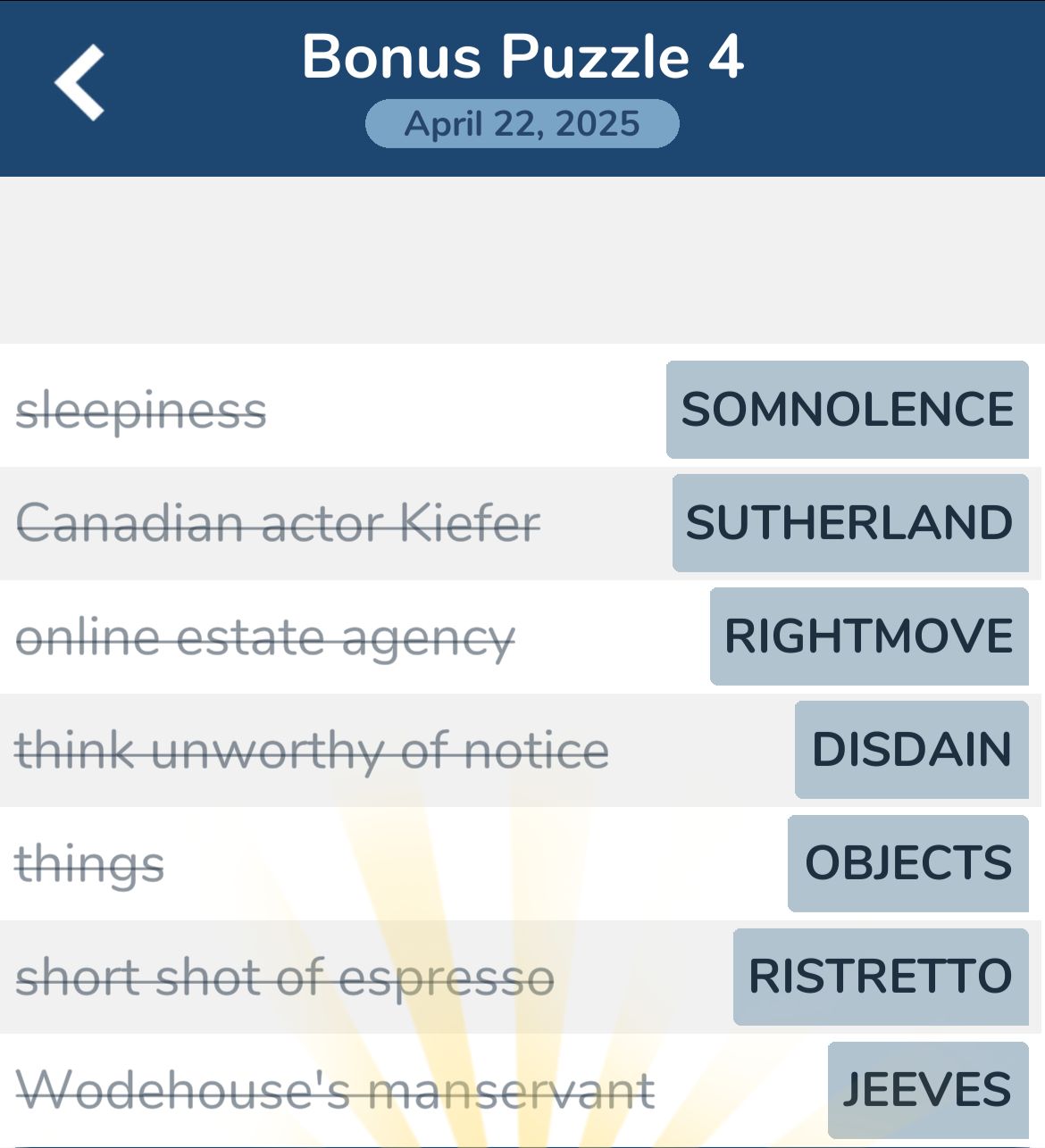 7 Little Words April 22 2025 Bonus 4