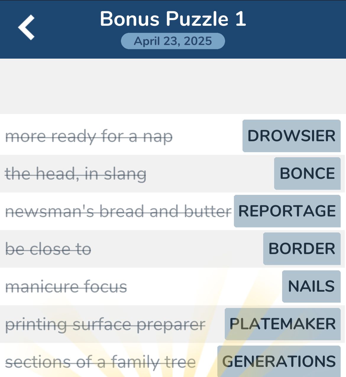 7 Little Words April 23 2025 Bonus 1