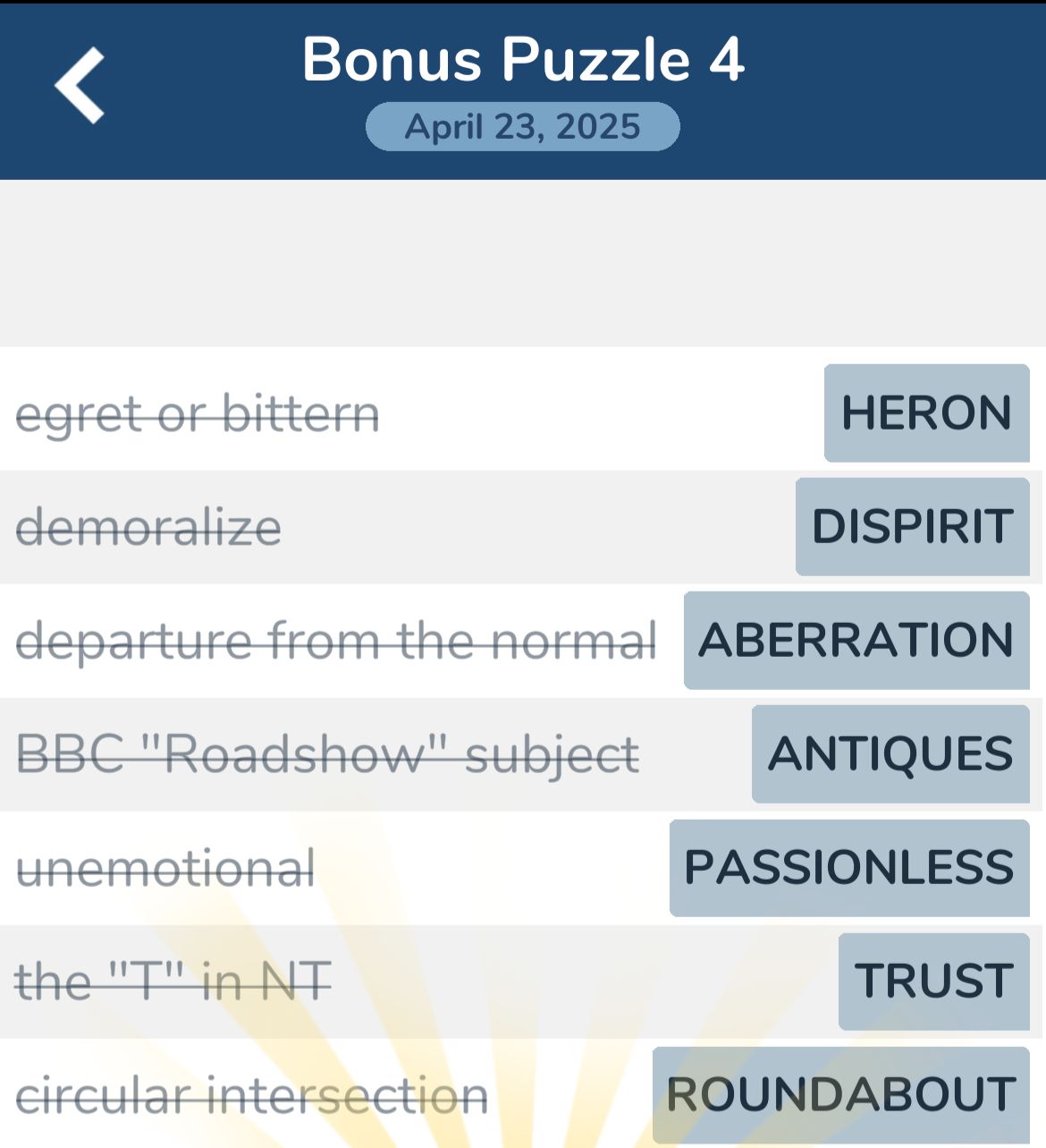 7 Little Words April 23 2025 Bonus 4