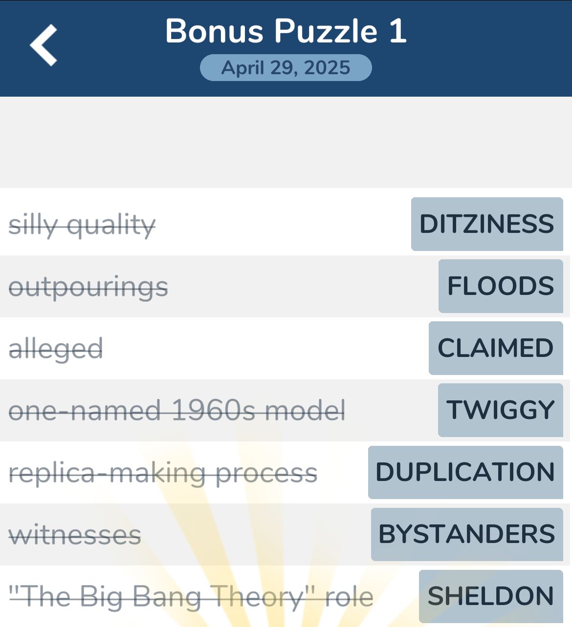 7 Little Words April 29 2025 Bonus 1