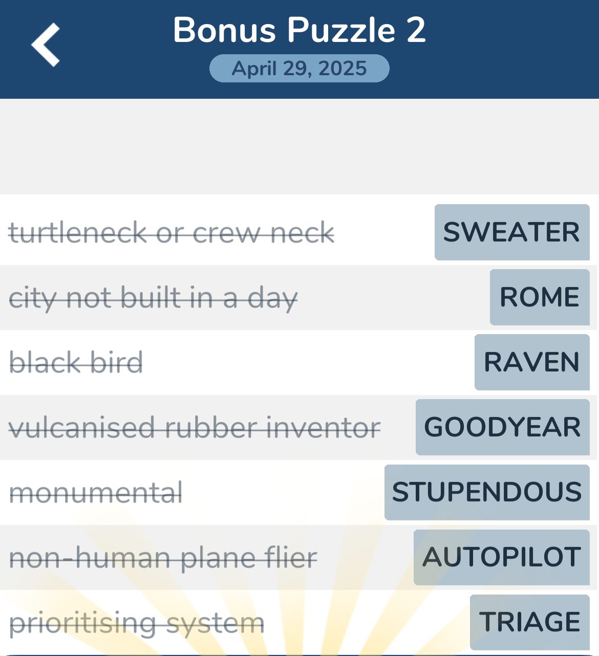 7 Little Words April 29 2025 Bonus 2