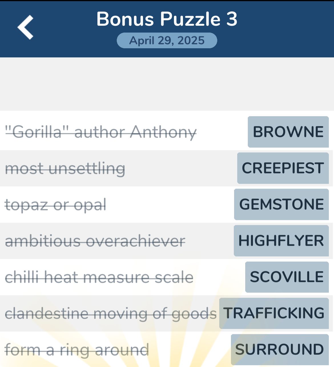 7 Little Words April 29 2025 Bonus 3