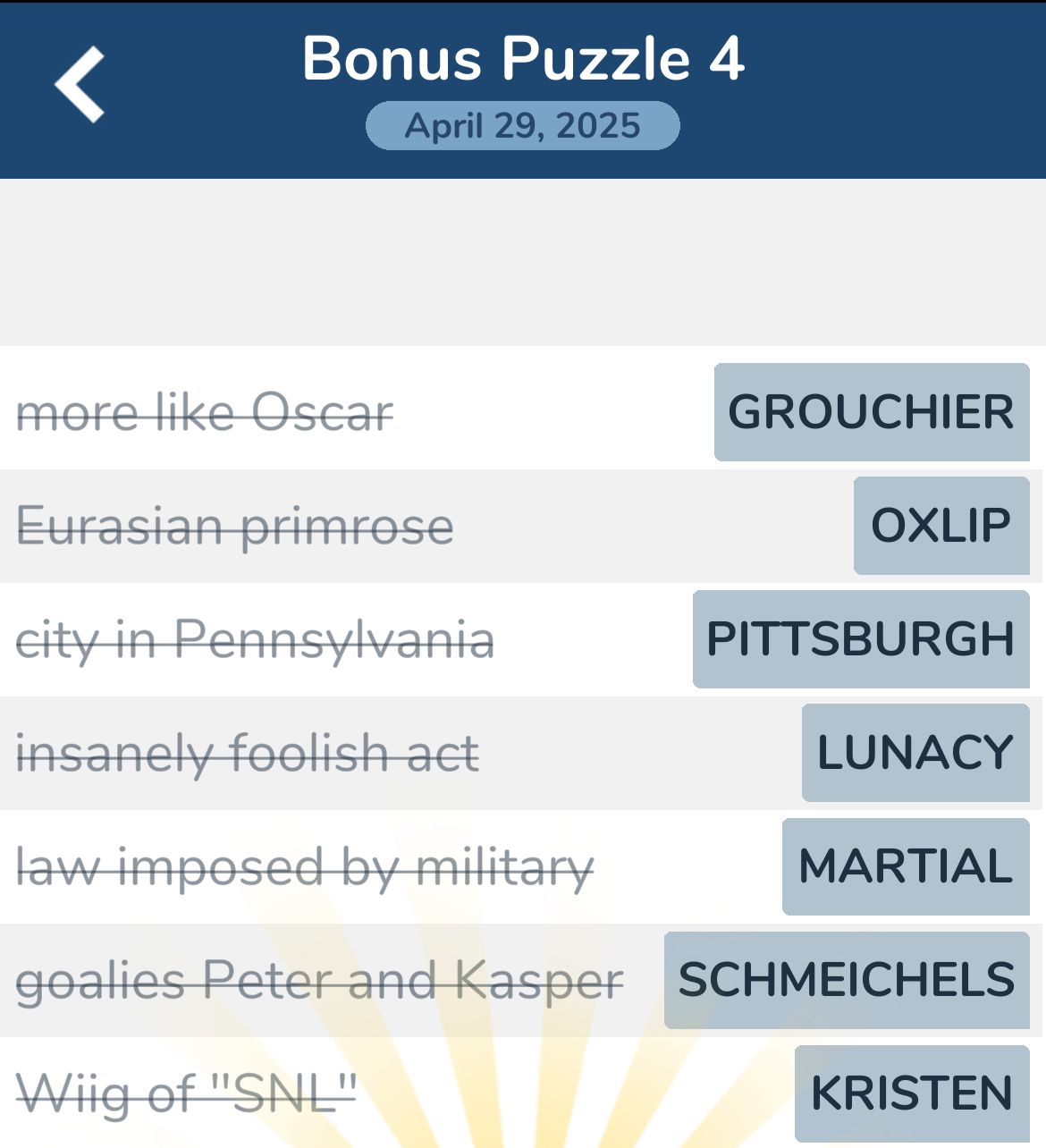 7 Little Words April 29 2025 Bonus 4