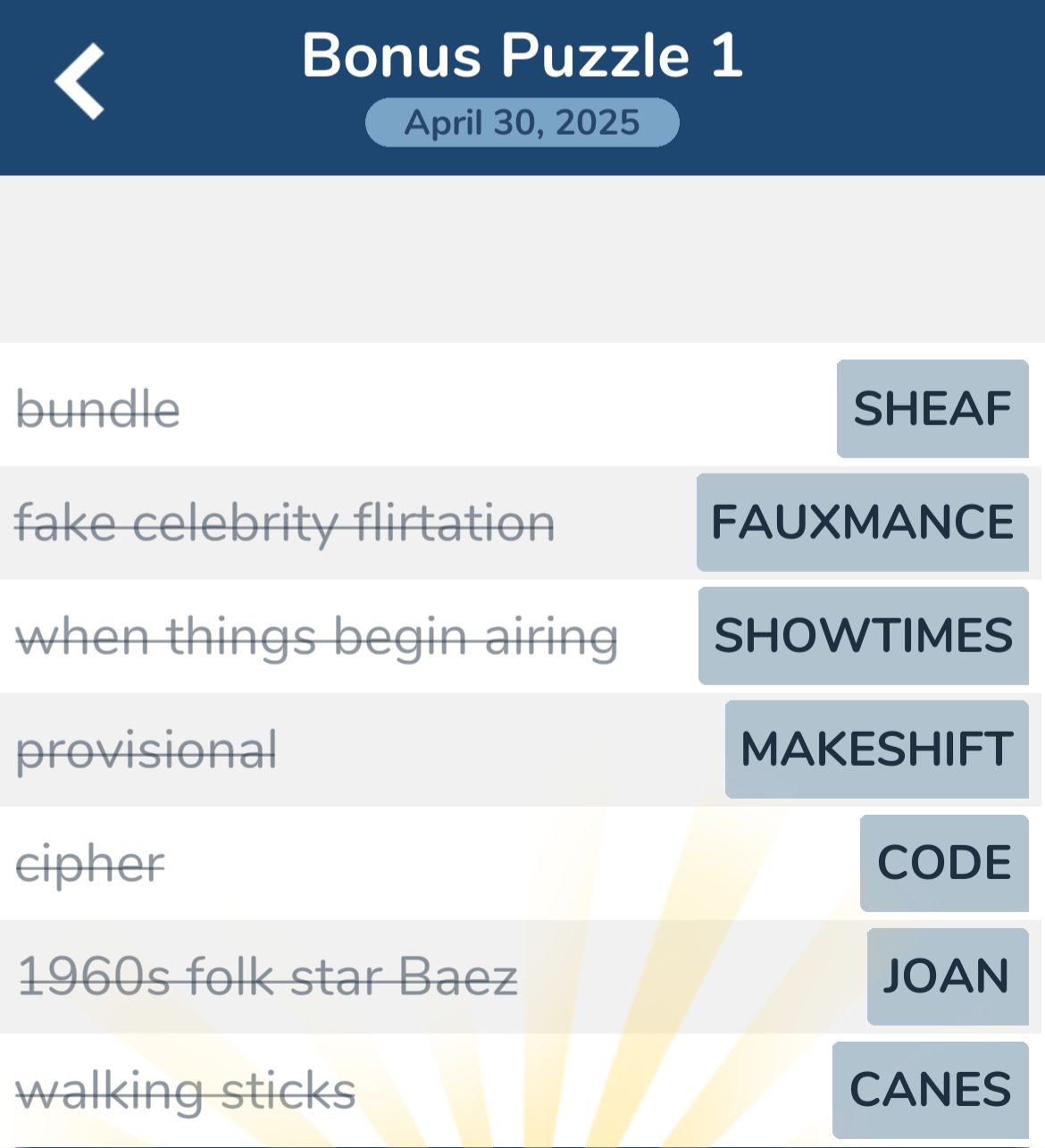 7 Little Words April 30 2025 Bonus 1