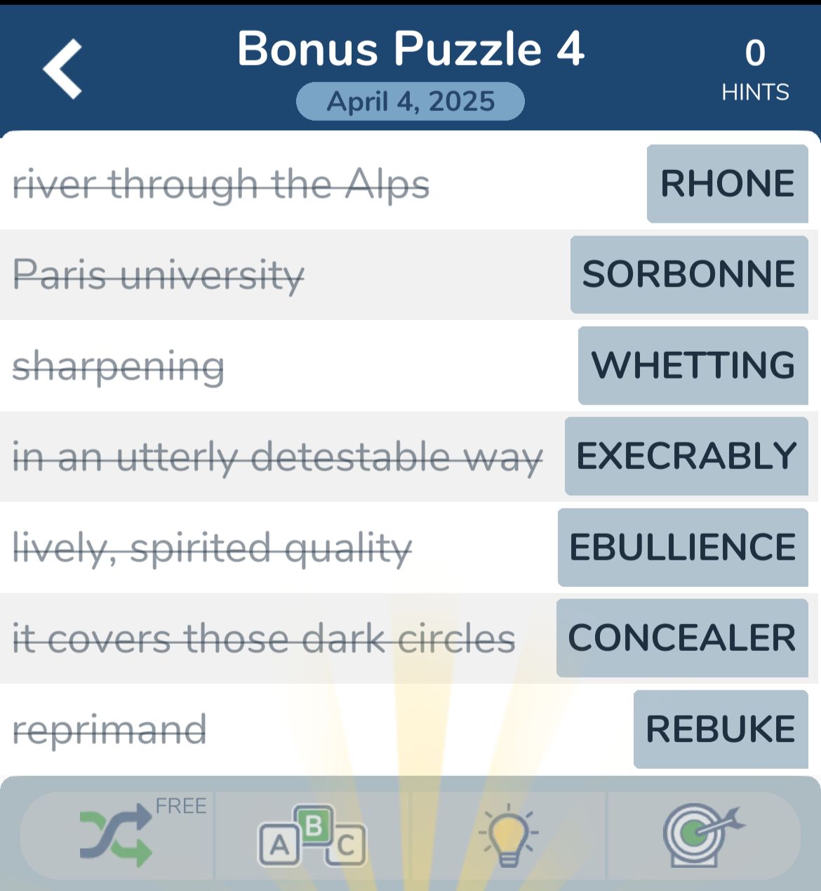 7 Little Words April 4 2025 Bonus 4