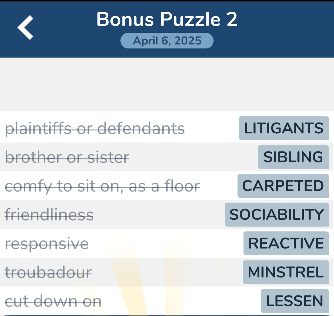 7 Little Words April 6 2025 Bonus 2
