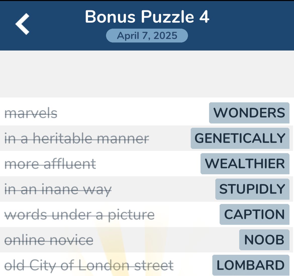7 Little Words April 7 2025 Bonus 4