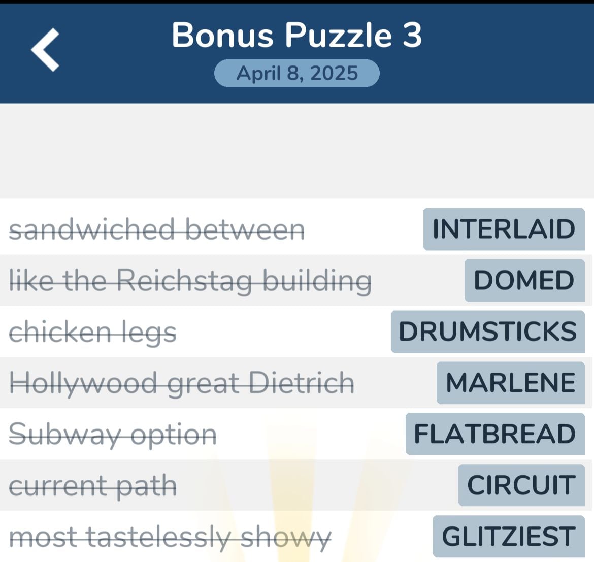 7 Little Words April 8 2025 Bonus 3