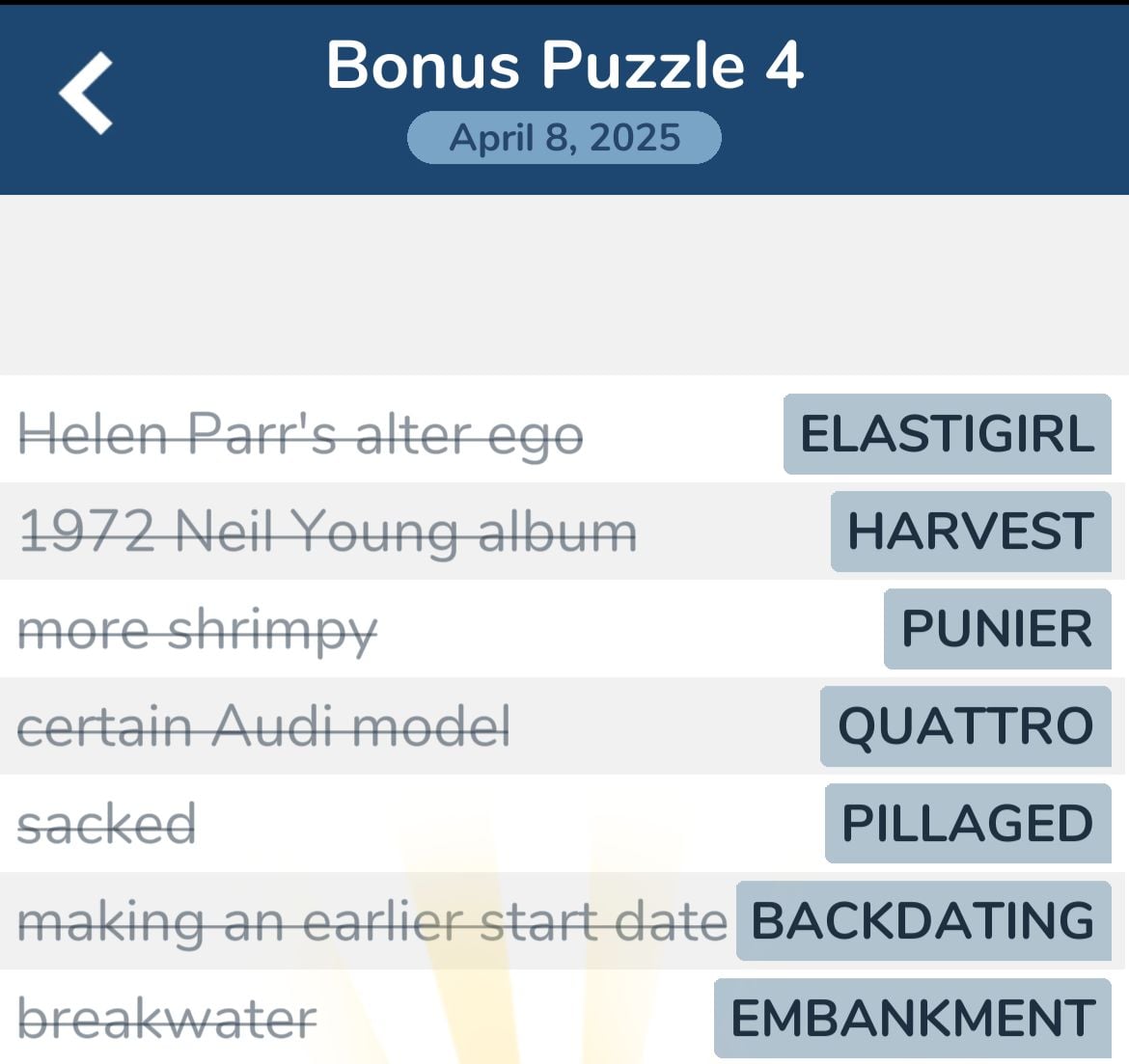 7 Little Words April 8 2025 Bonus 4