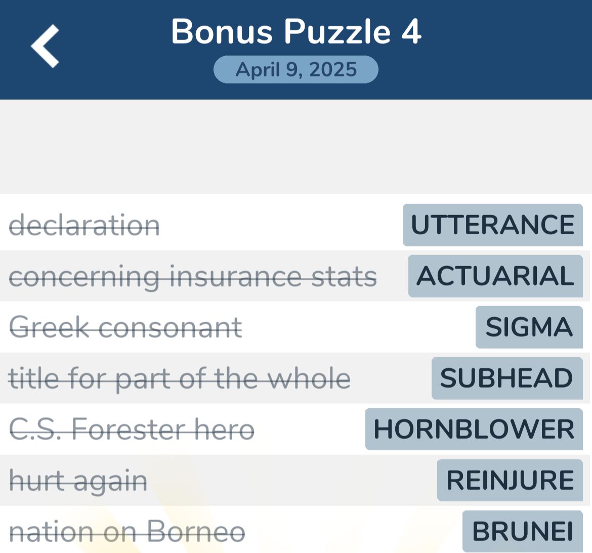 7 Little Words April 9 2025 Bonus 4
