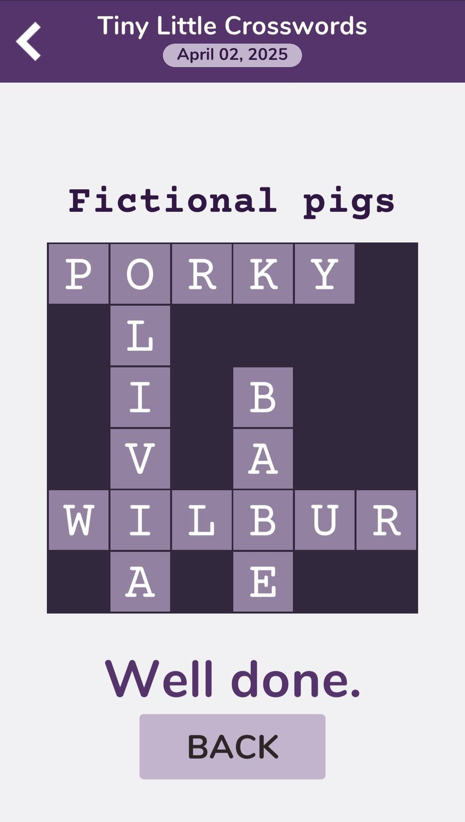 7 Little Words Tiny Little Crosswords April 2 2025