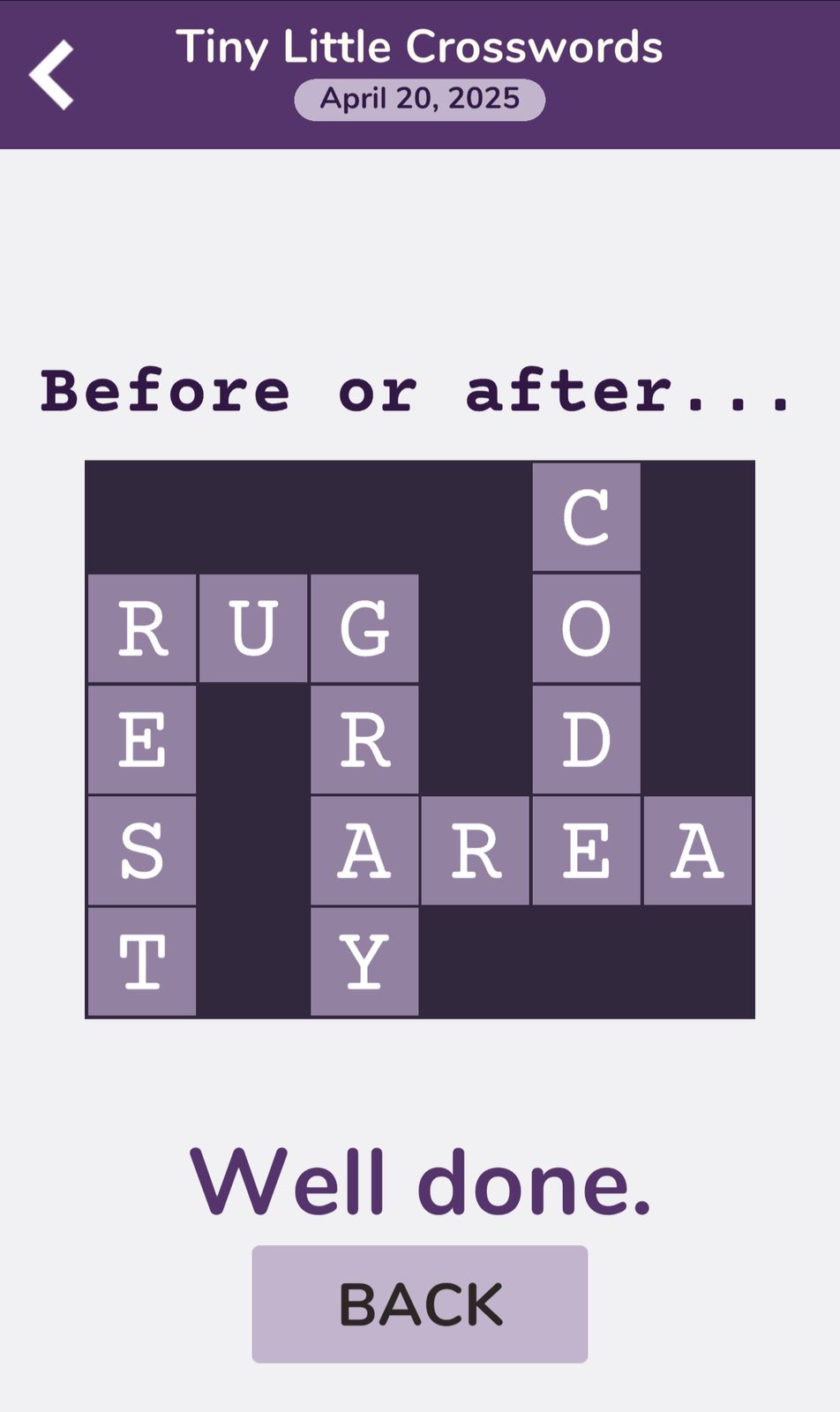 7 Little Words Tiny Little Crosswords April 20 2025