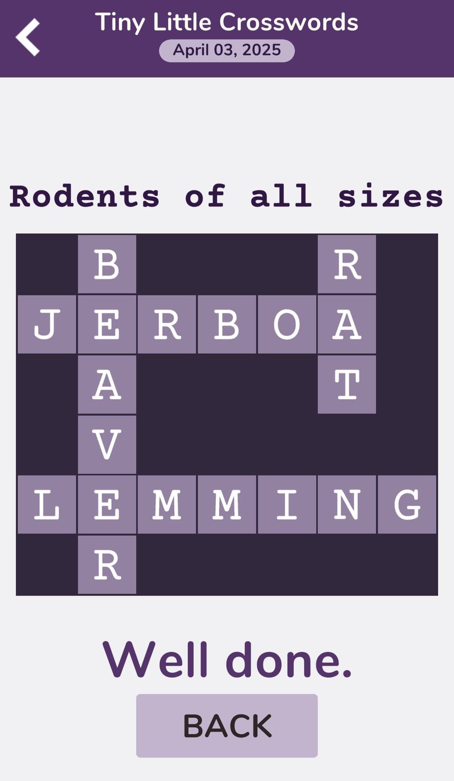 7 Little Words Tiny Little Crosswords April 3 2025