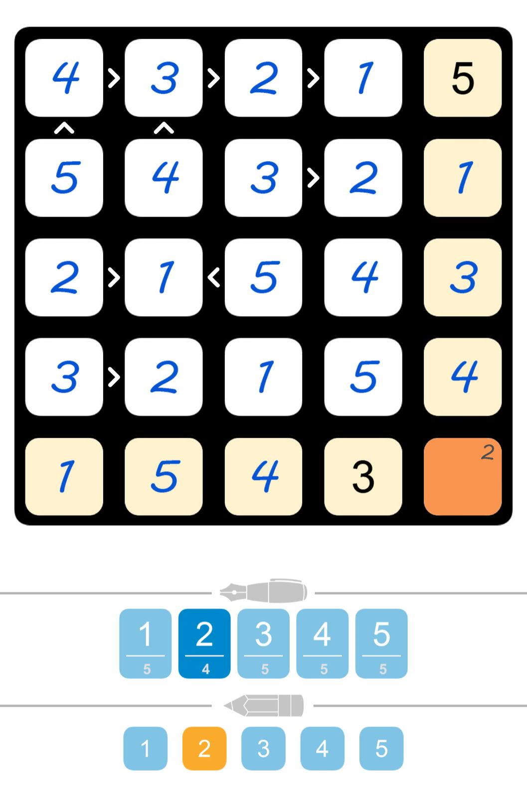Puzzle Page Futoshiki April 22 2025
