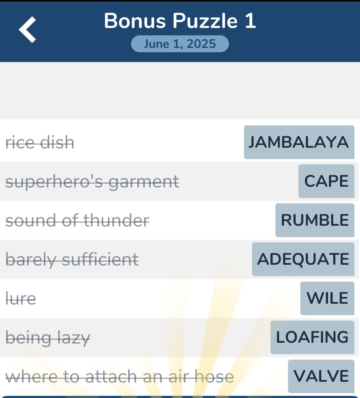 7 Little Words June 1 2025 Bonus 1