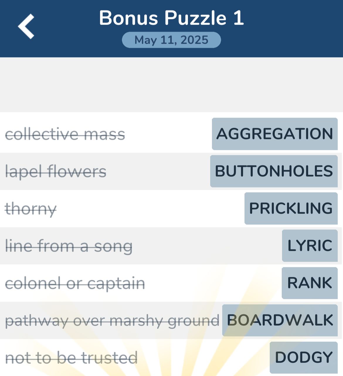 7 Little Words May 11 2025 Bonus 1