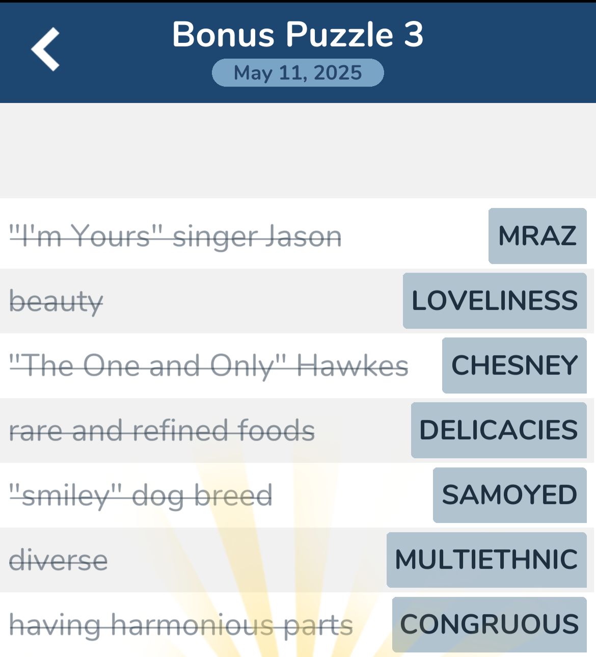7 Little Words May 11 2025 Bonus 3