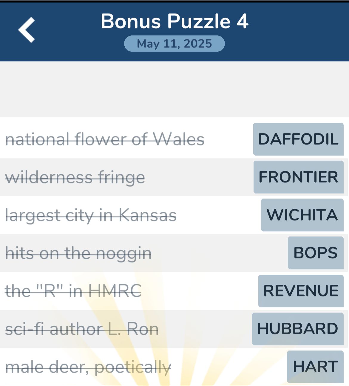 7 Little Words May 11 2025 Bonus 4
