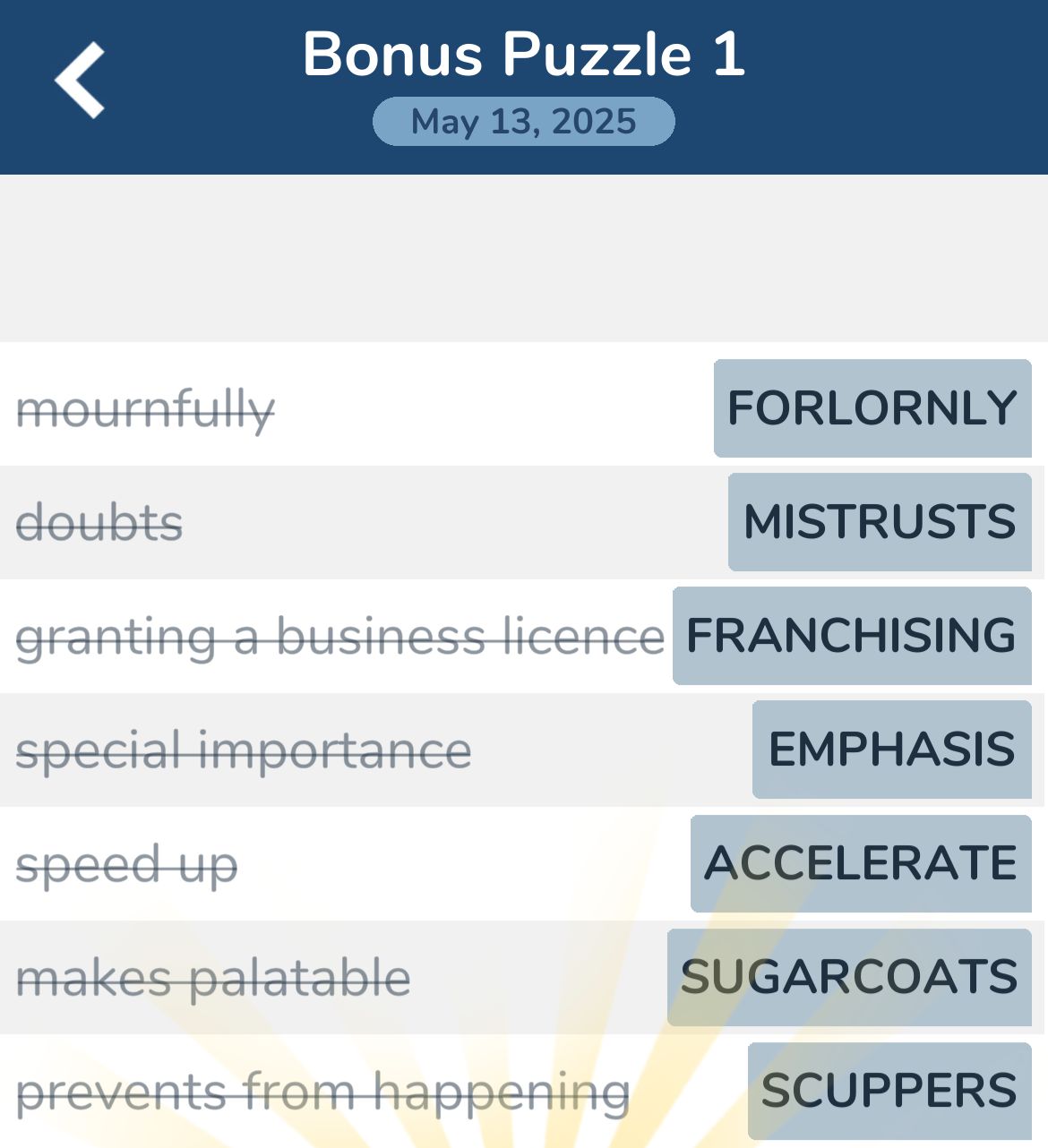 7 Little Words May 13 2025 Bonus 1
