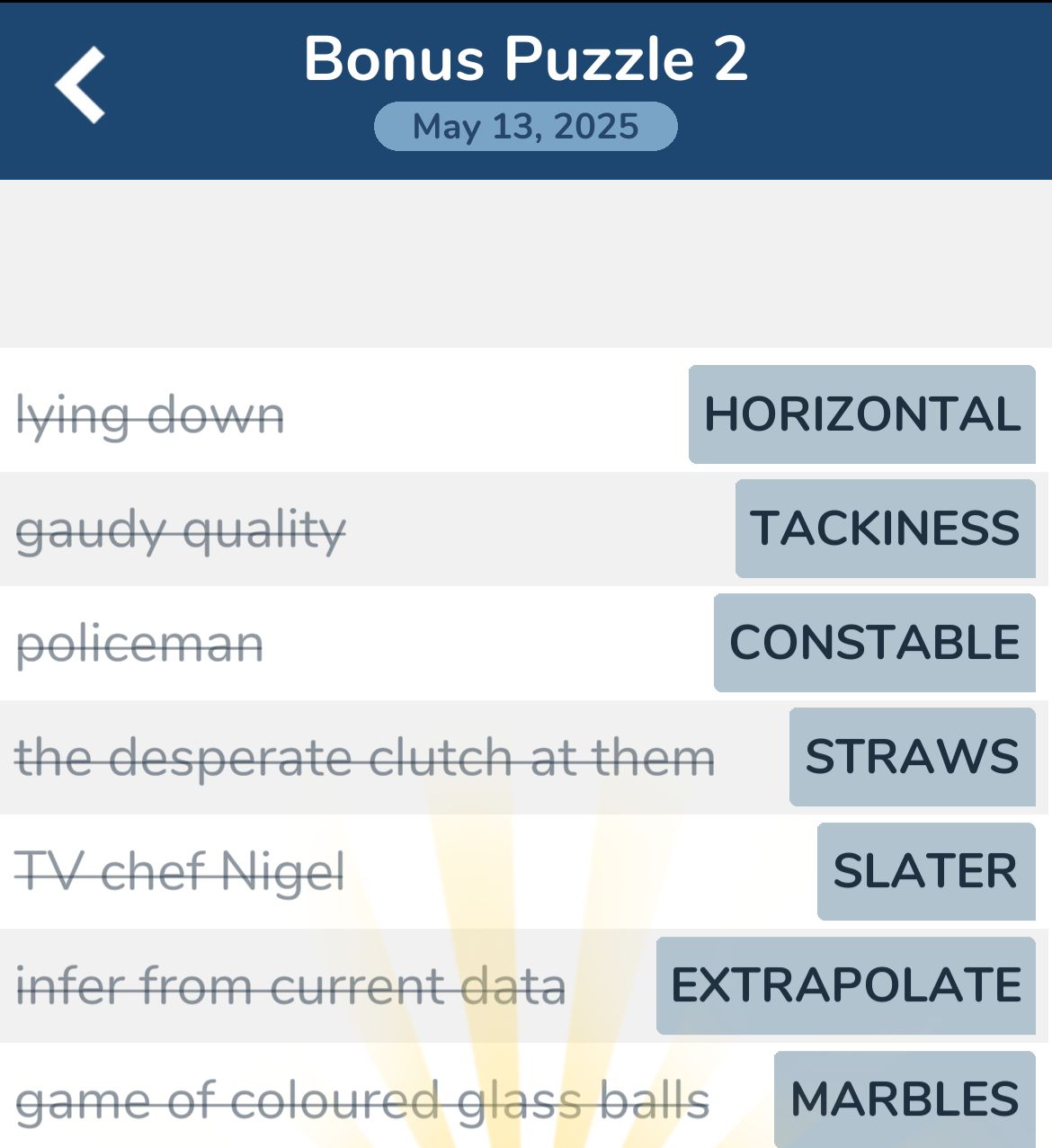 7 Little Words May 13 2025 Bonus 2