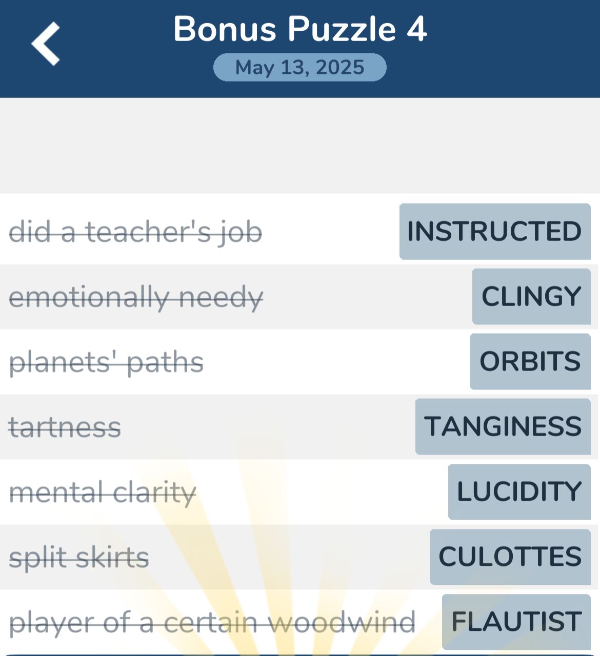 7 Little Words May 13 2025 Bonus 4