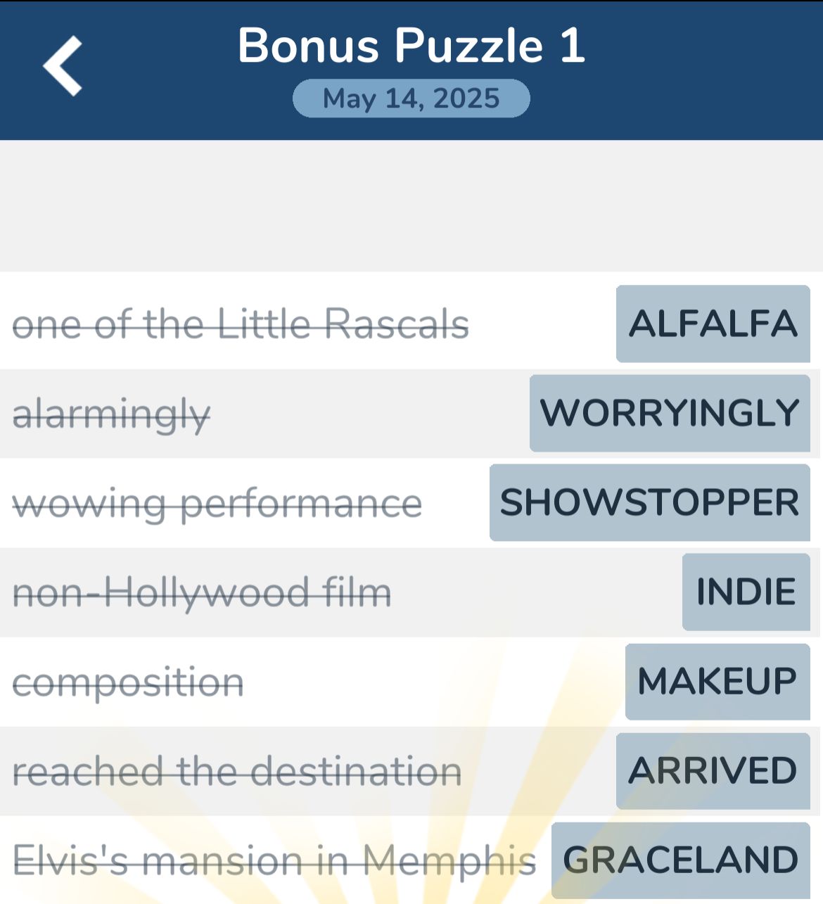 7 Little Words May 14 2025 Bonus 1